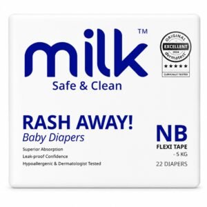 Milk Baby Tape/Velcro Diaper ( New Born ) - 22 Pcs ( upto 5kg )