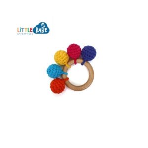 Rainbow Crochet Ball Wooden Teether