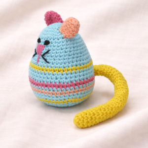 Egg Cate – Crochet Baby Teether Rattle