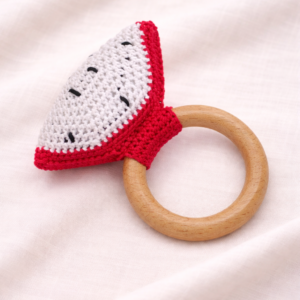 Crochet Dragon Fruit Wooden Teether
