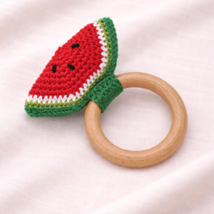 Crochet Watermelon Wooden Teether