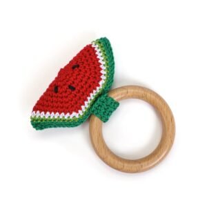 Crochet Watermelon Wooden Teether