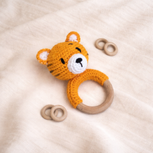 Crochet Tiger Wooden Teether