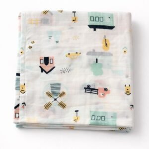 Windmill Valley Print:- Organic Muslin Swaddle Wrap (100×100 cm)