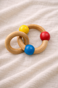 Wood Baby Ring Rattle Toy