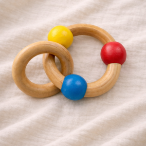 Wood Baby Ring Rattle Toy