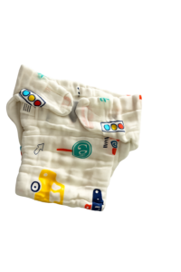 12 Layer Muslin Nappies With Velcro - Pack of 3 (Assorted Design)