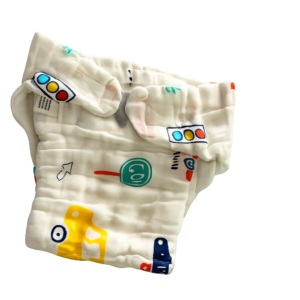 6 Layer Muslin Nappies With Velcro - Pack of 3 (Assorted Design)