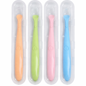Silicone Baby Feeding Spoon with Travel Case – BPA-Free Soft Tip Infant Spoon Set (Assorted Colour)