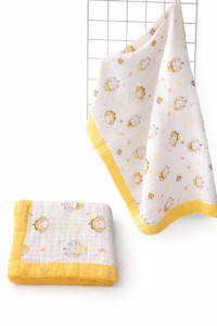 6-Layer Muslin Cotton Blanket Colour 110* 110cm -- Cute Lion Cartoon Print