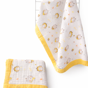 6-Layer Muslin Cotton Blanket Colour 110* 110cm -- Cute Lion Cartoon Print