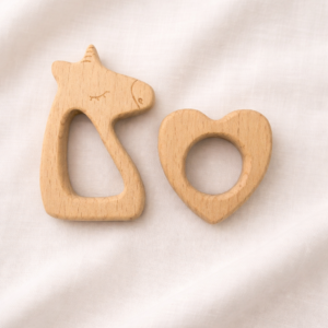 Unicorn & Heart Wooden Baby Teething Toy Set