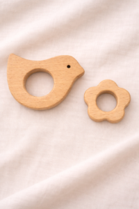 Bird & Flower Wooden Baby Teething Toy Set