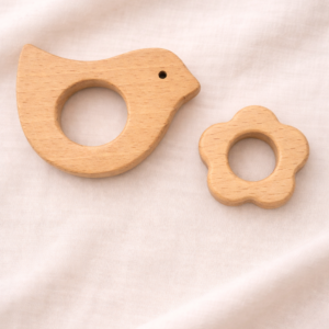Bird & Flower Wooden Baby Teething Toy Set