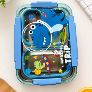 Kids Printed Bento Lunch Box – Unicorn, Dinosaur & Astronaut (710ML)