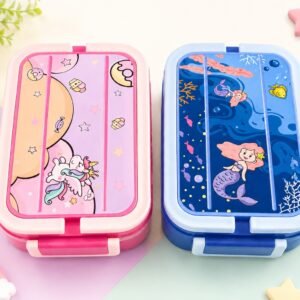 Premium Kids Bento Lunch Box – Unicorn & Mermaid Design with Spoon
