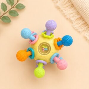 🌈 BPA-Free Baby Sensory Teething Ball – Premium Multi-Texture Montessori Rattle Toy (3+ Months)