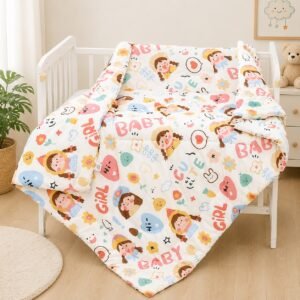 Sweet Baby Girl Quilt | Ultra-Soft Baby Comforter | 120 × 150 cm | Suitable for 0–6 Years
