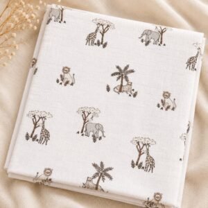 Safari Dreams Print – Organic Muslin Swaddle Wrap (110 × 110 cm)
