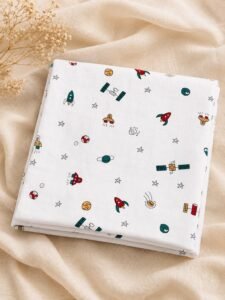 Cosmic Adventures Print – Organic Muslin Swaddle Wrap (110 × 110 cm)