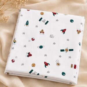 Cosmic Adventures Print – Organic Muslin Swaddle Wrap (110 × 110 cm)