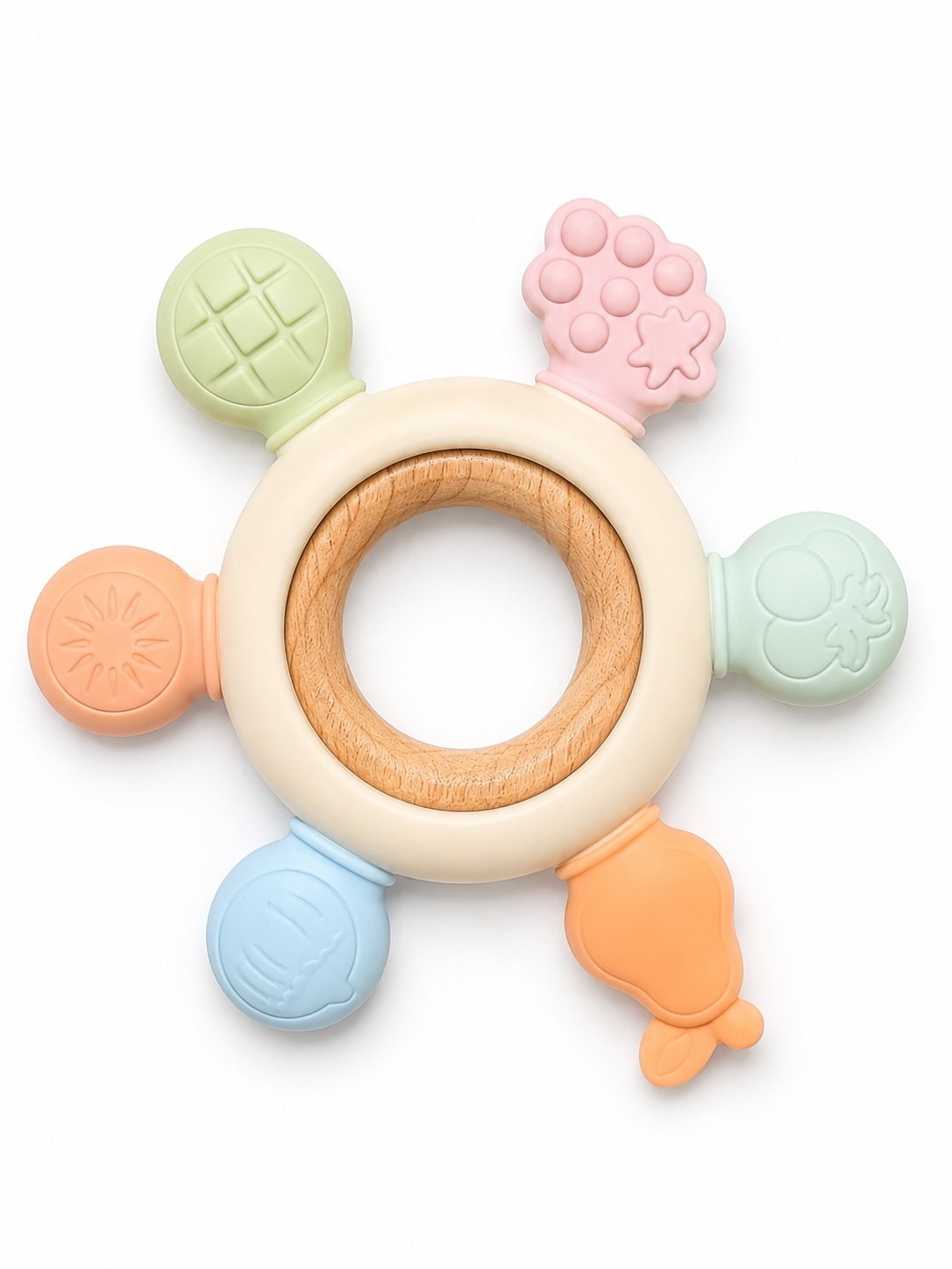 LittleBabe NatureTouch Silicone & Bamboo Wooden Teether Ring