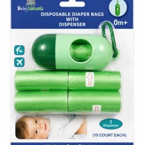 Baby Diaper Disposal Bags with Portable Dispenser - Assorted Colours
