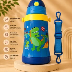 Adventure Dinosaur Kids Stainless Steel Water Bottle – 500ml | SUS304 Vacuum Insulated | Leakproof | BPA Free