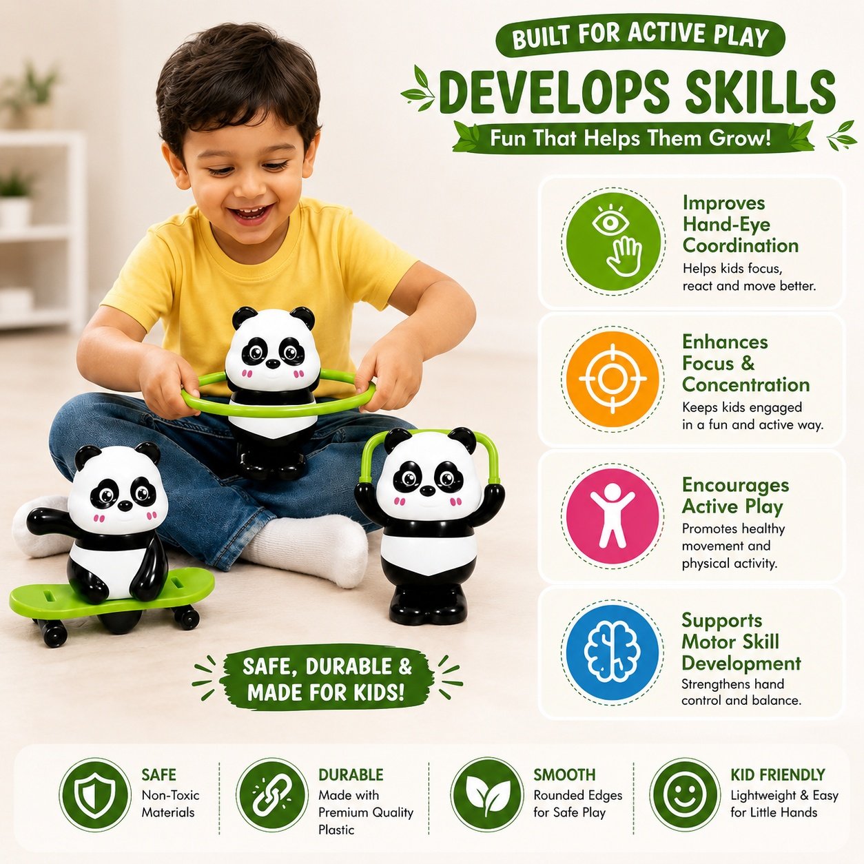 Panda Skateboard Clockwork Rolling Toy - Image 3