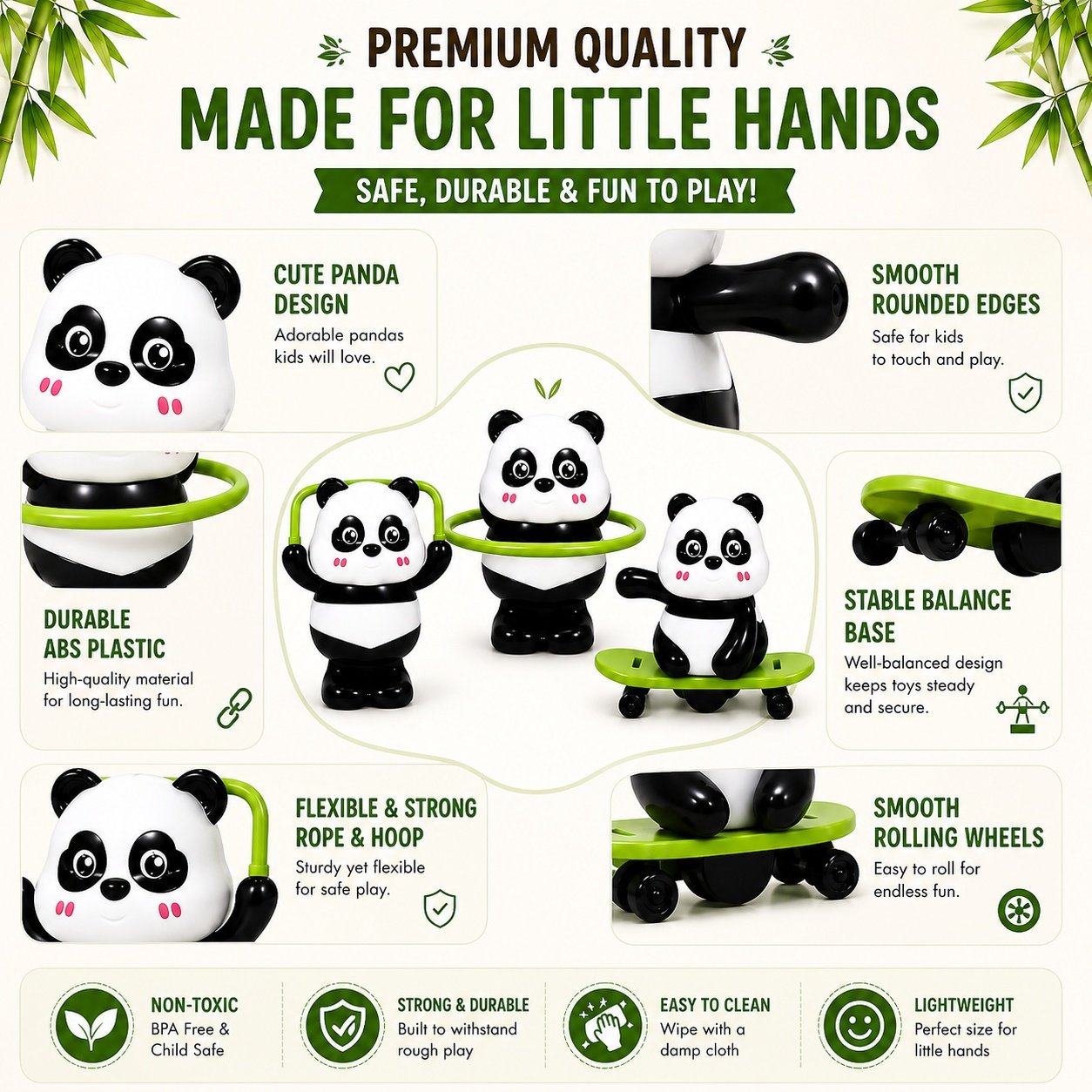 Panda Skateboard Clockwork Rolling Toy - Image 4