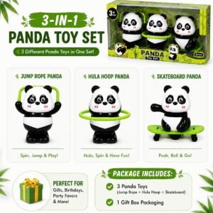 Panda Clockwork Toy Set – 3-in-1 Manual Wind-Up Toy Collection