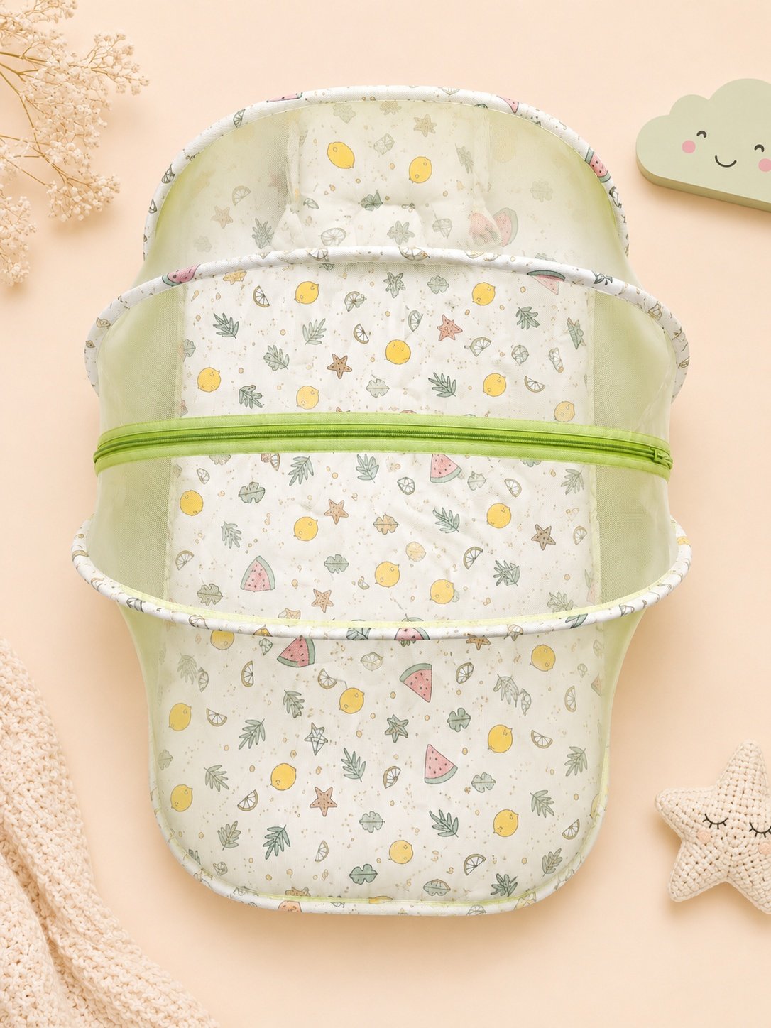 Premium Muslin Baby Sleeping Nest with Breathable Mesh & Cushioned Mattress | Soft, Foldable & Travel-Friendly Newborn Lounger