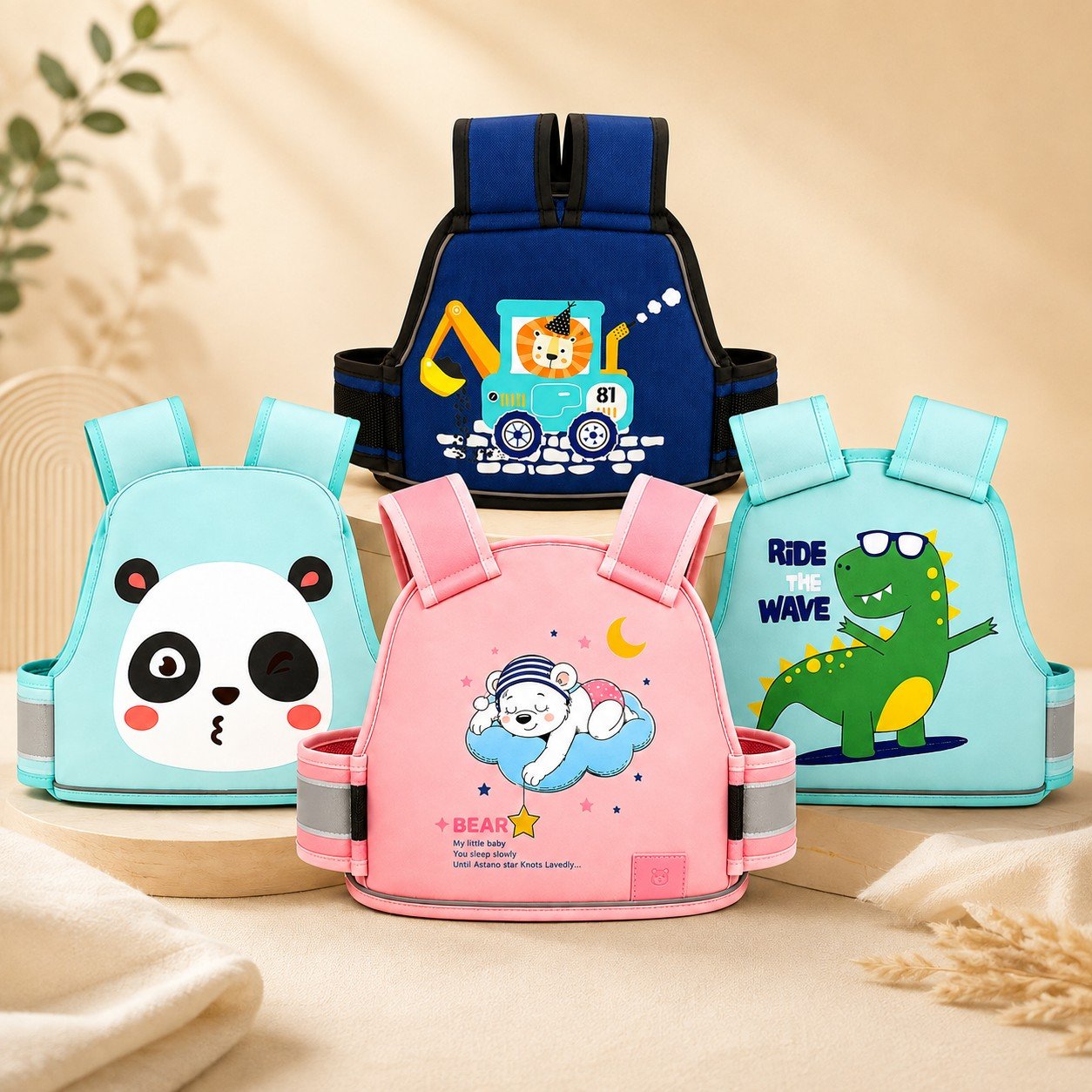Premium Kids Motorcycle Safety Belt | Adjustable Child Bike Safety Harness | Soft Padded Riding Support | Construction Lion Print | Fits Most Motorcycles & Scooters - Image 6