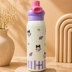 HydroLoop Princess Pop Kids Insulated Water Bottle – 600ml | Double Wall Vacuum Stainless Steel | Leakproof Flip Straw Bottle
