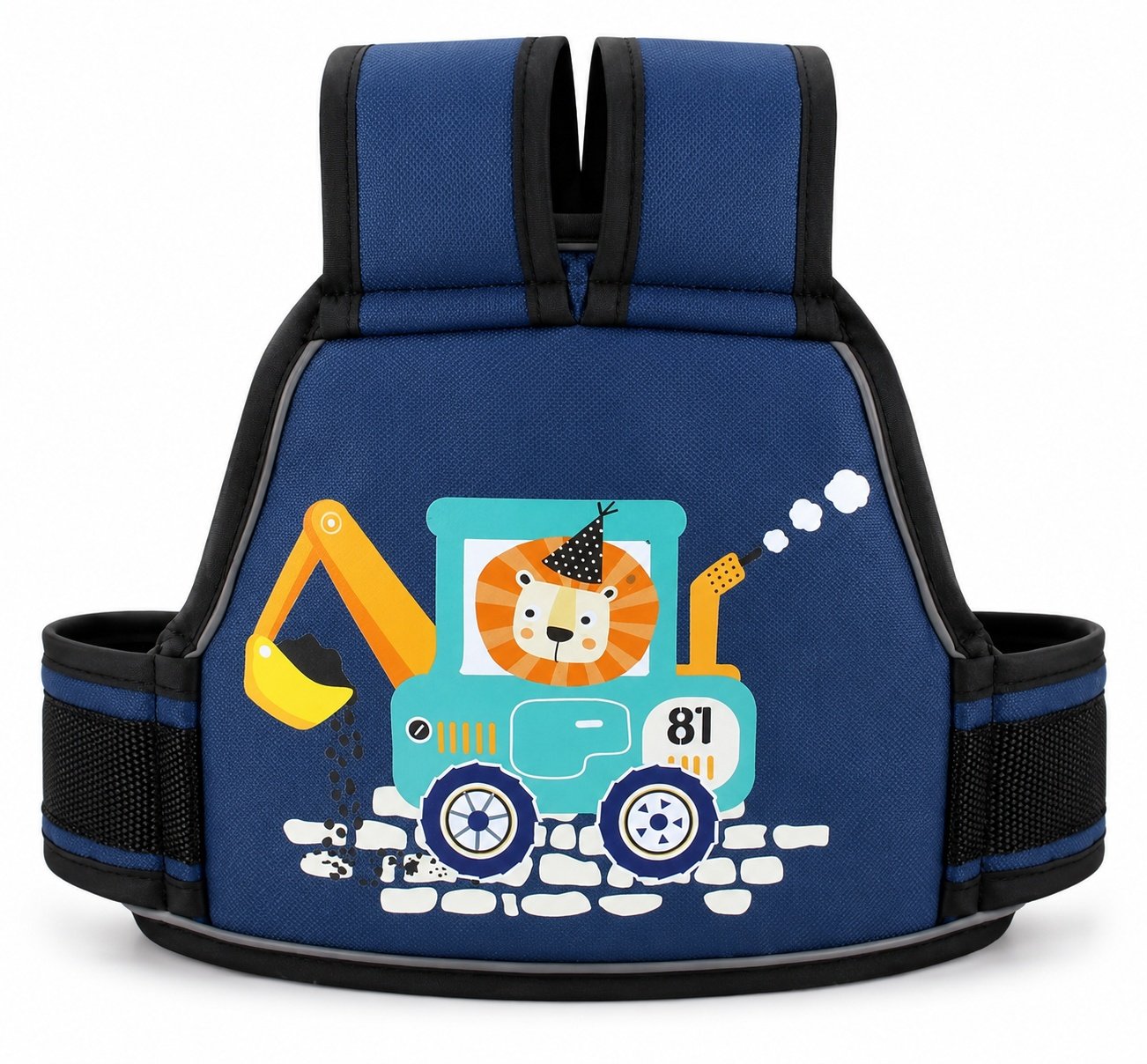 Premium Kids Motorcycle Safety Belt | Adjustable Child Bike Safety Harness | Soft Padded Riding Support | Construction Lion Print | Fits Most Motorcycles & Scooters