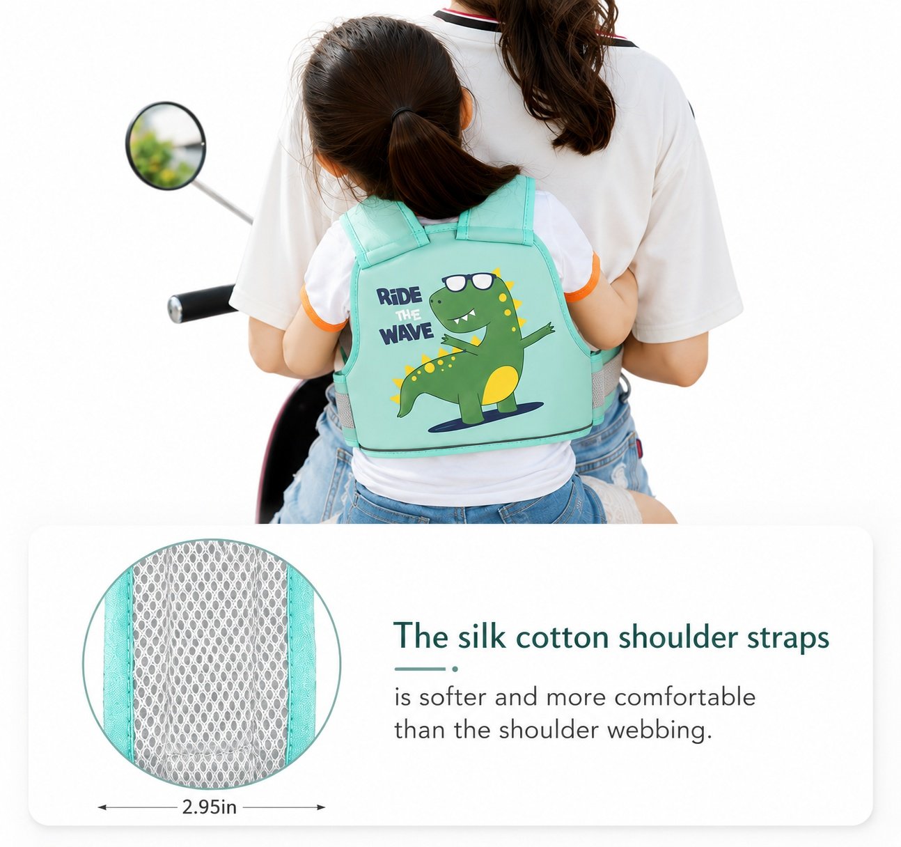 Premium Kids Motorcycle Safety Belt | Adjustable Child Bike Safety Harness | Soft Padded Riding Support | Construction Lion Print | Fits Most Motorcycles & Scooters - Image 4