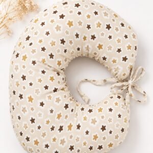 Premium Muslin Nursing Pillow – Ergonomic Breastfeeding & Baby Support Cushion | Soft Cotton Muslin | Floral Beige Print