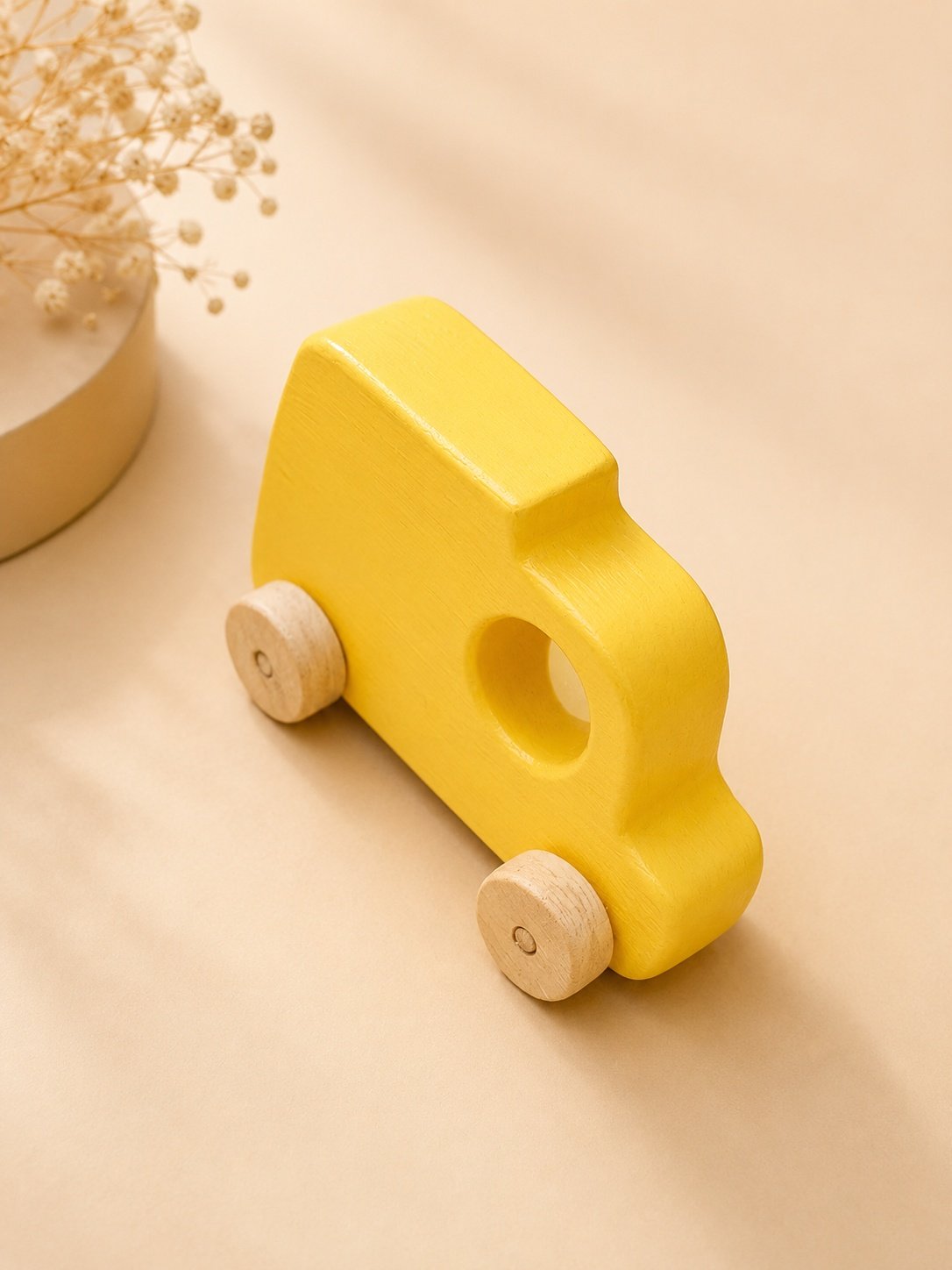 Montessori Wooden Racing Car Push Toy | Smooth Rolling Vehicle for Toddlers